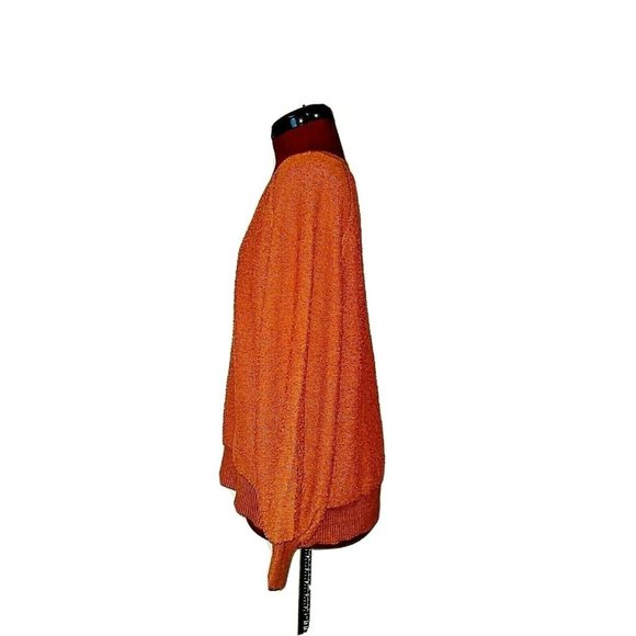 mittoshop Womens Sweater Size Small/Medium Burnt Orange V Neck Textured - Picture 4 of 7